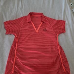 Antigua Bright Coral Striped Polo Shirt